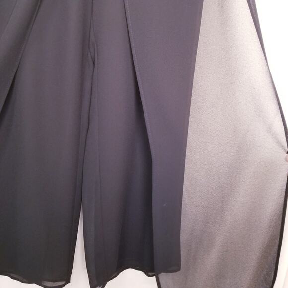 NWOT's-J R Nites/Caliendo Black Sheer Wide Leg Chiffon Pants Sheer Overlay Sz 8 - Picture 4 of 9